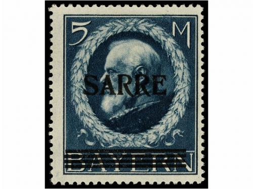 * SARRE. Yv. 29/31. 1920. 3 M. red, 5 M. blue and 10 M. gree
