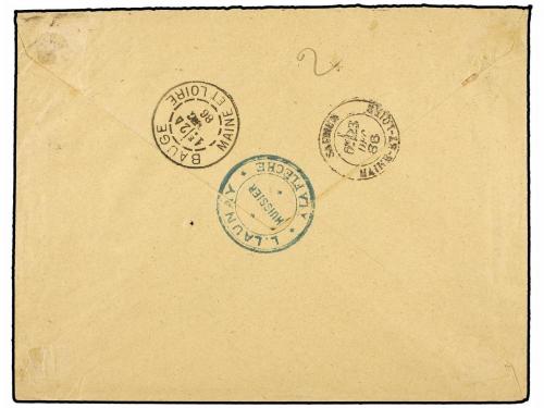 ✉ FRANCIA. Yv. 90. 1886. LA FLECHE a BAUGE. 15 cts. azul tas