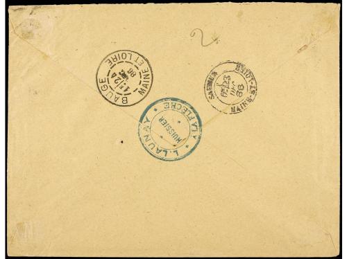 ✉ FRANCIA. Yv. 90. 1886. LA FLECHE a BAUGE. 15 cts. azul tas