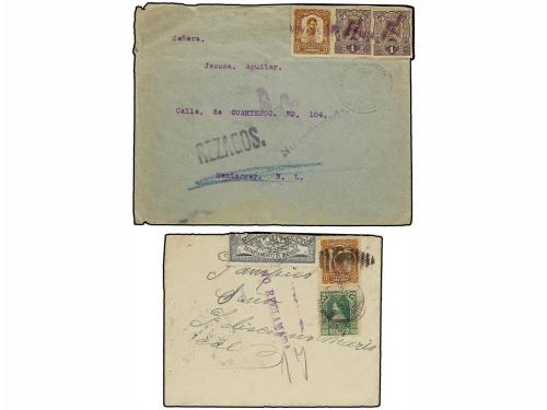 ✉ MEXICO. 1914-15. GUERRA CIVIL. 4 cartas con diversos franq
