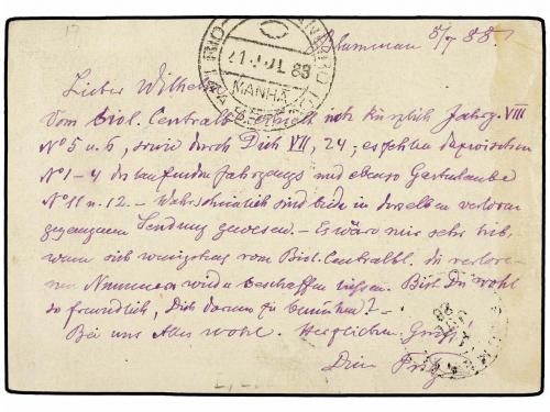 ✉ BRASIL. Sc. 86, 87. 1888. BLUMENAU a ALEMANIA. Entero Post