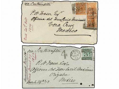 ✉ MEXICO. 1870-72. Conjunto de seis cartas circuladas desde 