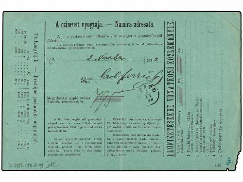 ✉ HUNGRIA. Mi. 10. 1874. VARAZODIN to GRAZ. Postal Receipt o