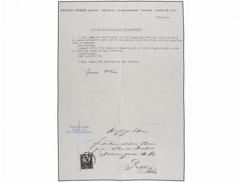 ✉ HUNGRIA. Mi. 9. 1872. PEST local letter. 3 kr. green, fine