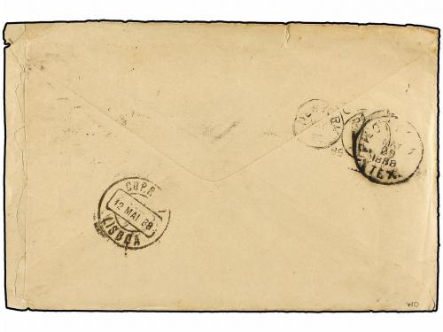 ✉ ANGOLA. 1888. QUIFANGONDO a USA. Sobre del CAMINHO DE FERR