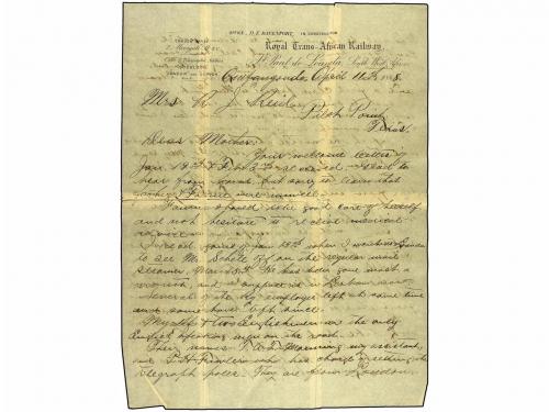 ✉ ANGOLA. 1888. QUIFANGONDO a USA. Sobre del CAMINHO DE FERR