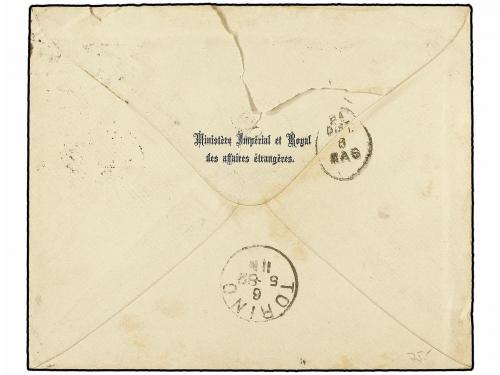 ✉ AUSTRIA. 1882. WIEN to TORINO (Italy). 10 kr. blue taxed w