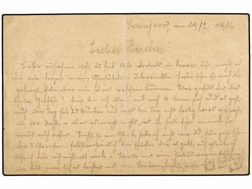 ✉ BOSNIA-HERZEGOVINA. 1916. MILITARY CARD. SARAJEVO to GRAND