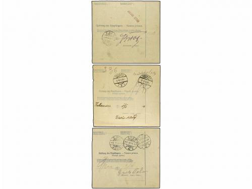 ✉ BOSNIA-HERZEGOVINA. 1913-15. 3 PARCEL RECEIPT from TUZLA, 