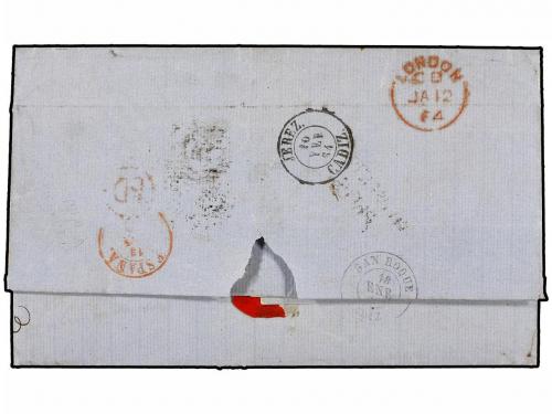 ✉ GRAN BRETAÑA. Sg. 84. 1864. Entire letter to JEREZ DE LA F
