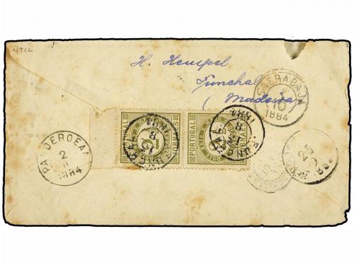 ✉ PORTUGAL. Af. 48 (2), 58. 1884. FUNCHAL (Madeira) a PLERET