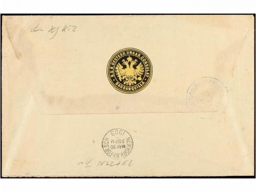 ✉ COLOMBIA. 1903. BARRANQUILLA a ALEMANIA. Precioso franqueo