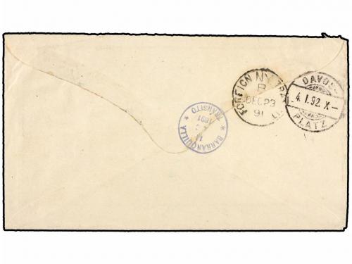 ✉ COLOMBIA. 1891. BOGOTÁ a BERNA (Suiza). 5 cents. azul (2) 