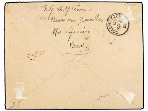✉ BRASIL. Sc. 92(4). 1886. RIO DE JANEIRO a INGLATERRA. 100 