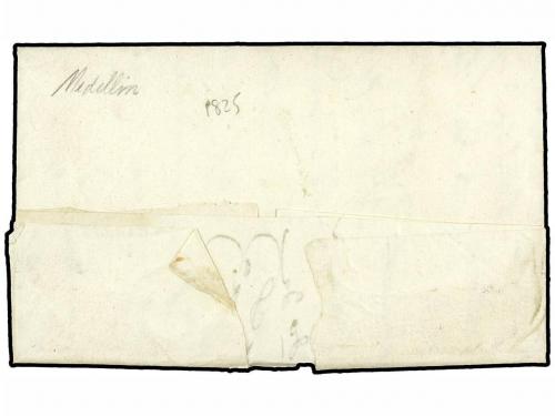 ✉ COLOMBIA. 1825 (13 Marzo). MEDELLIN a POPAYAN. Marca CORRE