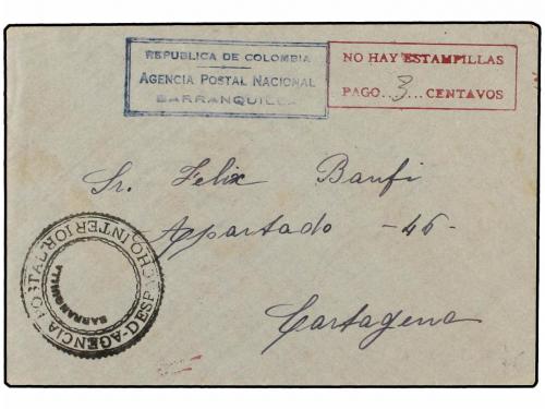 ¿ COLOMBIA. 1900-1930. Conjunto de 15 cartas con marcas NO H