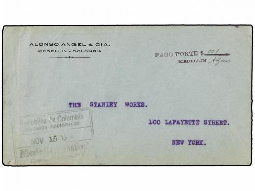 ¿ COLOMBIA. 1900-1930. Conjunto de 15 cartas con marcas NO H