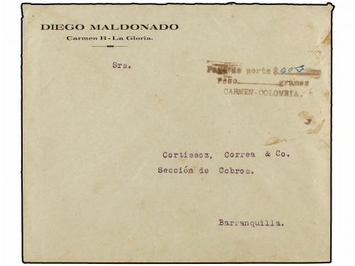 ¿ COLOMBIA. 1900-1930. Conjunto de 15 cartas con marcas NO H