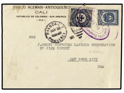 ✉ PANAMA. 1907-1930. Cuatro cartas circuladas desde COLOMBIA