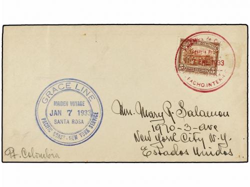 ✉ COLOMBIA. 1930-35. COMPAÑÍA MARÍTIMA "GRACE LINE" entre CO