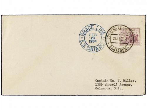 ✉ COLOMBIA. 1930-35. COMPAÑÍA MARÍTIMA "GRACE LINE" entre CO