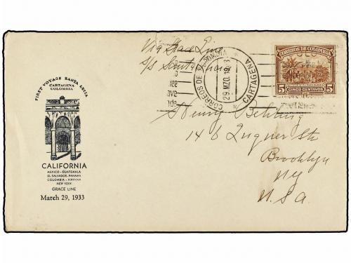 ✉ COLOMBIA. 1930-35. COMPAÑÍA MARÍTIMA "GRACE LINE" entre CO