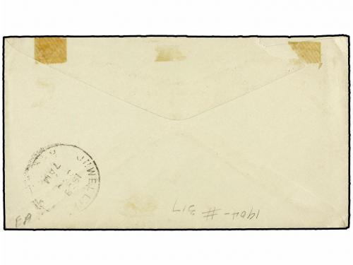 ✉ COLOMBIA. 1908. Circulada a USA. 5 cts. azul, mat. del buq