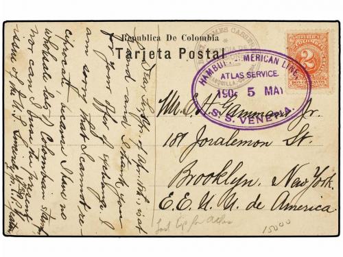 ✉ COLOMBIA. 1907-14. COMPAÑÍA H.A.P.A.G. HAMBURG-AMERIKA LIN