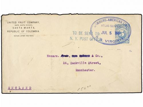 ✉ COLOMBIA. 1907-14. COMPAÑÍA H.A.P.A.G. HAMBURG-AMERIKA LIN