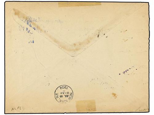 ✉ COLOMBIA. Sc. 217 (5). 1904. BARRANQUILLA a NEW YORK. 1 pe