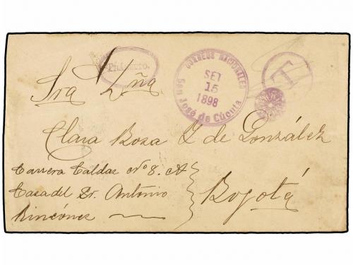 ✉ VENEZUELA. 1898. RUBIOX a BOGOTÁ. Al dorso manuscrito "No 