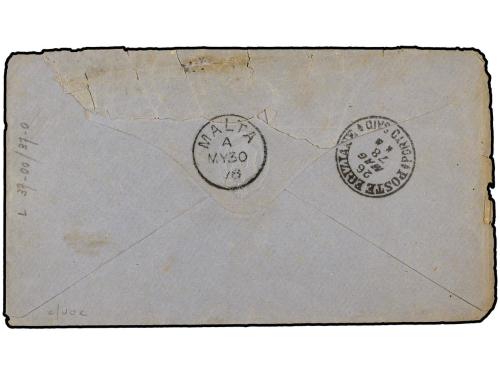 ✉ EGIPTO. 1878. ALEXANDRIA to MALTA. 1 piastre red, arrival 