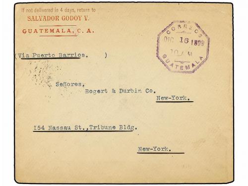 ✉ GUATEMALA. 1899. GUATEMALA a NEW YORK. 1 ctvo. lila s. 5 c