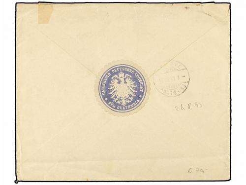 ✉ GUATEMALA. Sc. 46, 50. 1893. GUATEMALA a SUIZA.5 cts. lila