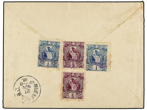 ✉ GUATEMALA. 1888. GUATEMALA a ALEMANIA. 1 ctvo. (2), 5 ctvo