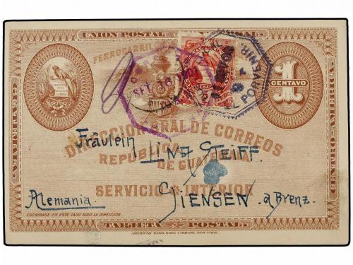✉ GUATEMALA. 1901. PORVENIR a ALEMANIA. Entero Postal de 1 c