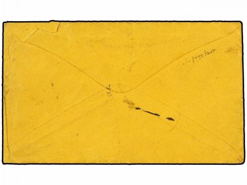 ¿ PERU. 1872. LIMA a USA. 1 dinero verde, via Panamá, tasada