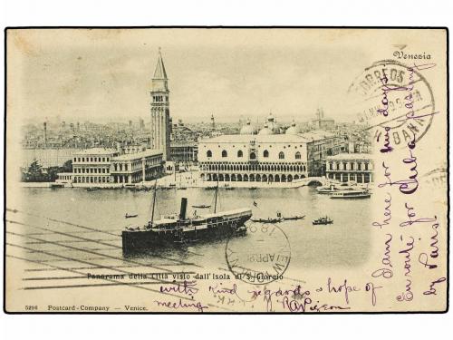 ¿ ITALIA. 1899. VENECIA a CUBA y reexpedida a SABA (Antillas