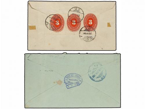 ¿ MEXICO. 1888-91. Dos cartas circuladas a FRANCIA con franq