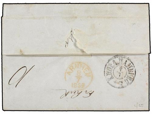 ✉ DINAMARCA. 1859. AARHUS to ARNHEM (Holland). Registered co