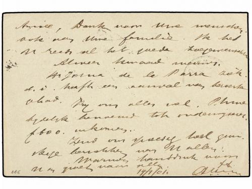 ✉ SURINAM. 1901. PARAMARIBO a HOLANDA. Entero Postal de 2 1/