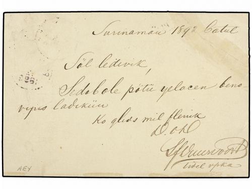 ✉ SURINAM. 1892. PARAMARIBO a ALEMANIA. Entero Postal de 2 1