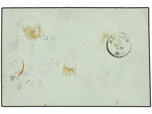 ✉ SURINAM. 1888. PARAMARIBO a BÉLGICA. Entero Postal doble 5