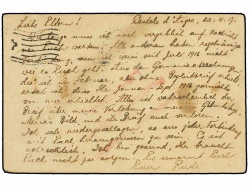 ✉ PORTUGAL. 1917. CASTELO DE ANGRA a ALEMANIA. Tarjeta Posta