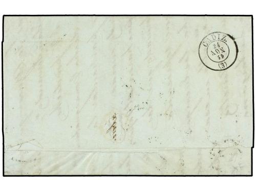 ✉ GIBRALTAR. 1859. GIBRALTAR to CADIZ. Endorsed ´Por Vapor P