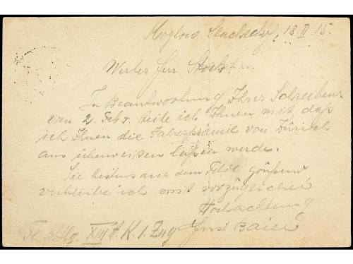✉ POLONIA. 1915. POSEN to ZURICH. Military card taxed on arr