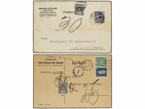 ✉ ALEMANIA. 1921-25. 4 covers and cards with swiss postage d