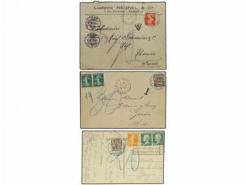 ✉ FRANCIA. 1901-31. 5 covers and cards with swiss postage du