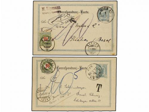 ✉ AUSTRIA. 1900-03. 4 postal stationary with swiss postage d