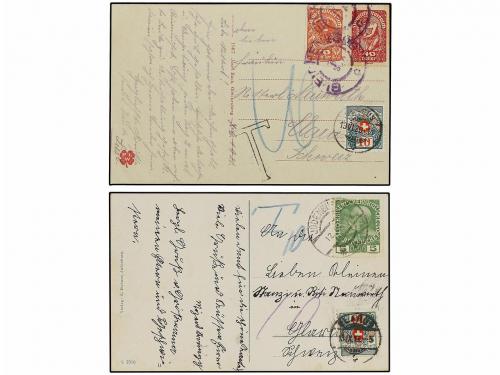 ✉ AUSTRIA. 1904-20. 7 covers and cards with swiss postage du